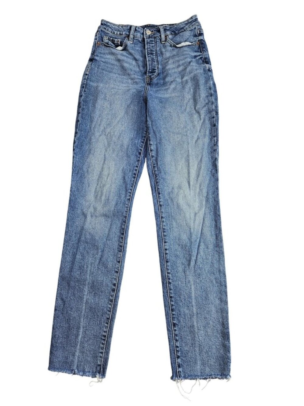 Old Navy High‎ Rise OG Straight Button Fly Slim Pockets Jeans Womens 6 Tall Blue